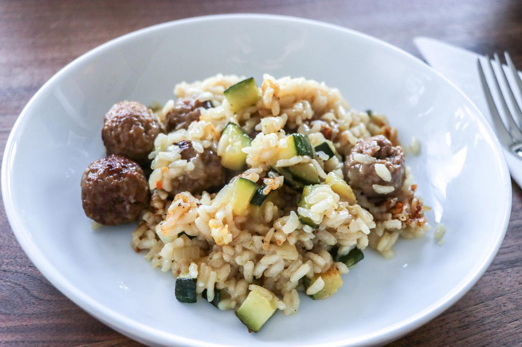 Risotto met gehaktballetjes van saucijzen